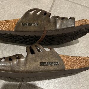 Birkenstock Dark Brown Leather Slides